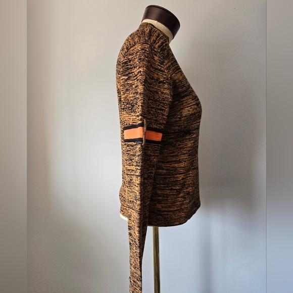 JAIMIE SADOCK Silk/ Cotton Mock Neck Brown/Black/Peach Top. Size Small - Picture 4 of 9